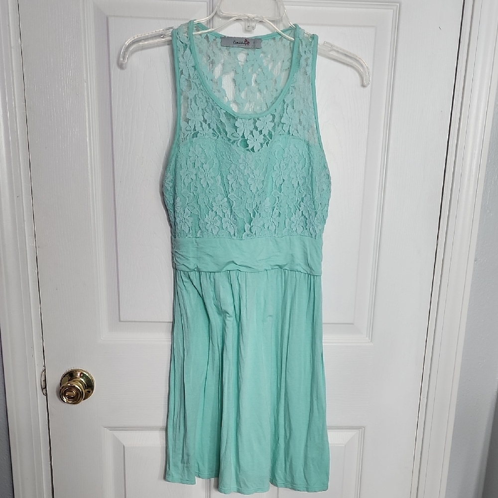 Eunishop Lace Teal Dress